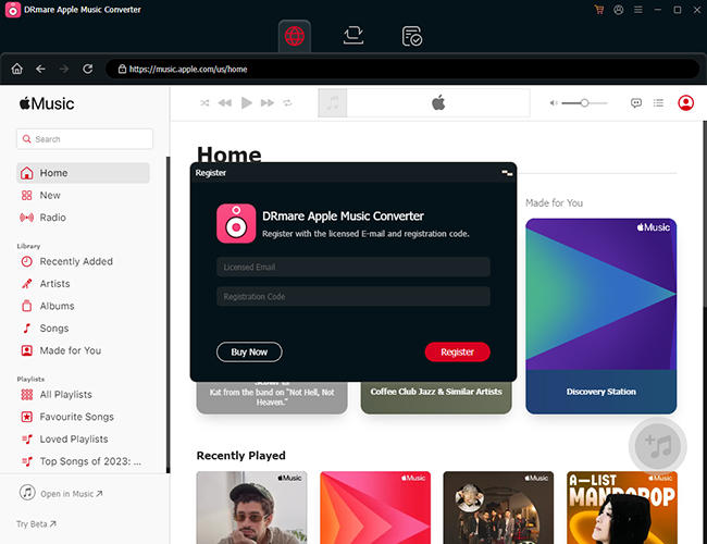 drmare apple music converter registrieren