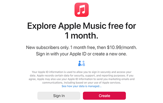 holen sie sich apple music 1 monat lang kostenlos