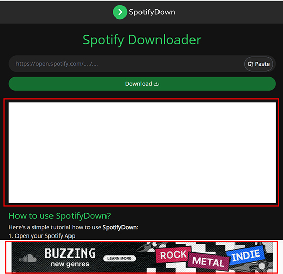 Werbung auf SpotifyDown