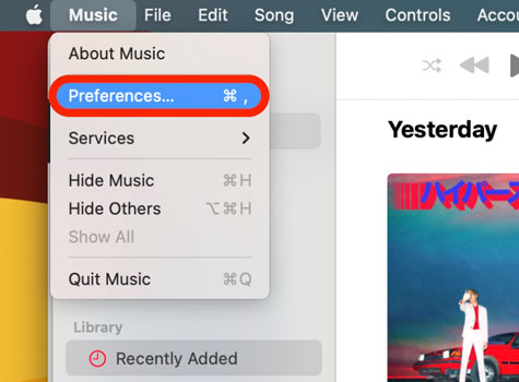 einstellungen der apple music app