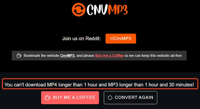 Downloadlängenbegrenzung für cnvmp3