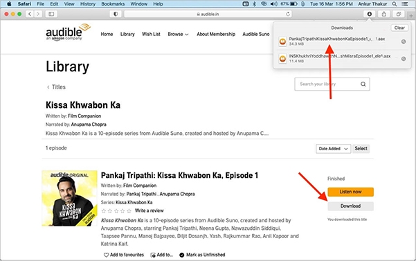 audible download speicherort auf dem mac