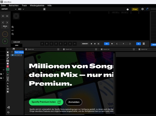 Bei Spotify in Rekordbox anmelden