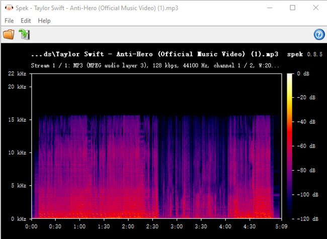 Spek Überprüfung der Musikqualität von OKMusi-MP3s