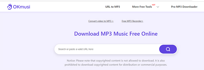 OKmusi MP3-Download-Webseite