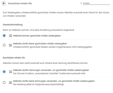 IDs für geschützte Inhalte Chrome-Browser