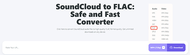 FLAC-Format bei Soundcloudrips auswählen
