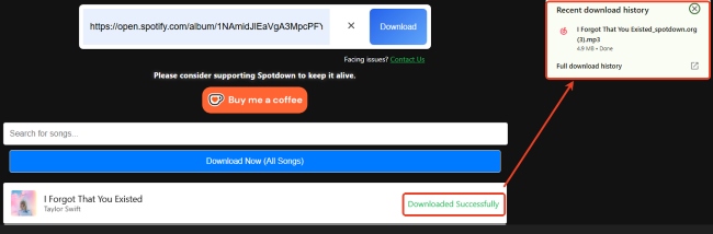 SpotDown-Download erfolgreich