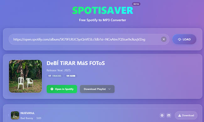 SpotiSaver Spotify to MP3 Converter online