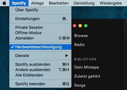 Spotify-Hardwarebeschleunigung Mac