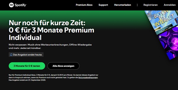 Spotify Premium 3 Monate kostenlos