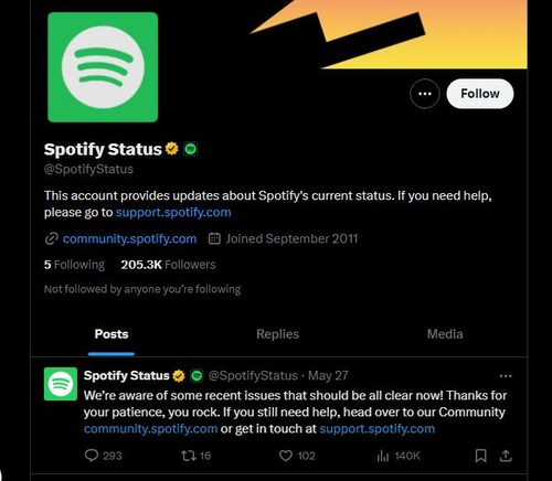 Spotify-Status auf X