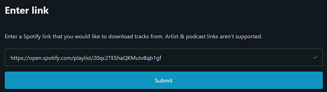 spotify playlist zum spotify downloader online tool hinzufügen
