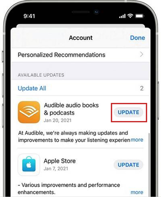 audible app für ios aktualisieren