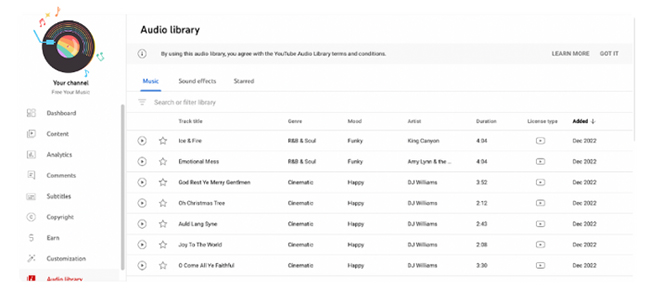 YouTube Audio Library