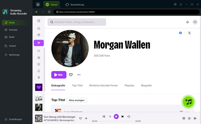 Deezer-Musik hinzufügen