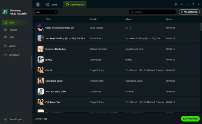 Deezer-Musik konvertieren