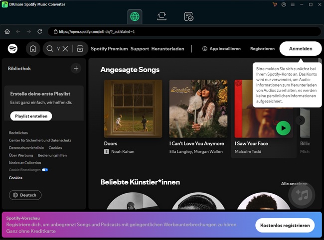 drmare spotify music converter schnittstelle