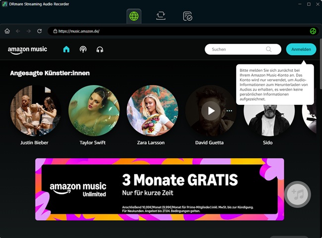 Bei Amazon anmelden
