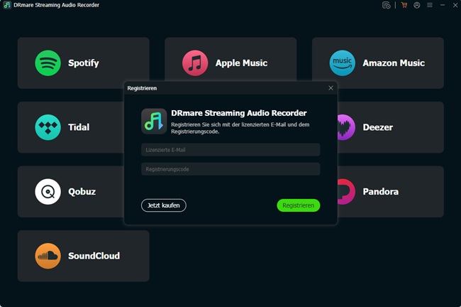 drmare streaming audio recorder registrieren